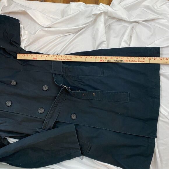 Reiss Double Breasted Trench Coat Classic Preppy Navy Mid-length Cotton Jacket L - Picture 9 of 16